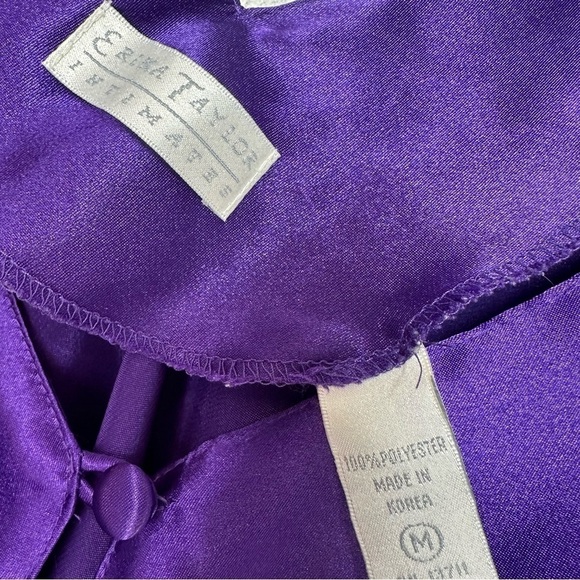 Erika Taylor Slip Dress Vintage Chemise Gown M Nightie Purple Satin Sleep Sexy - Picture 4 of 9